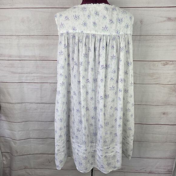 Eileen West Nightgown Womens 2X Sleeveless Lace Trim Floral Pajama Sleepwear - Picture 3 of 10